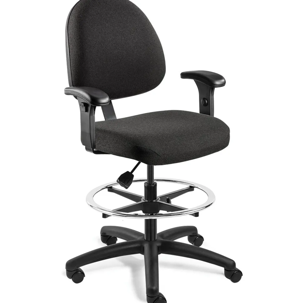 Task Chair: Olefin, 24 to 34" Seat Height, Black, Adjustable Height