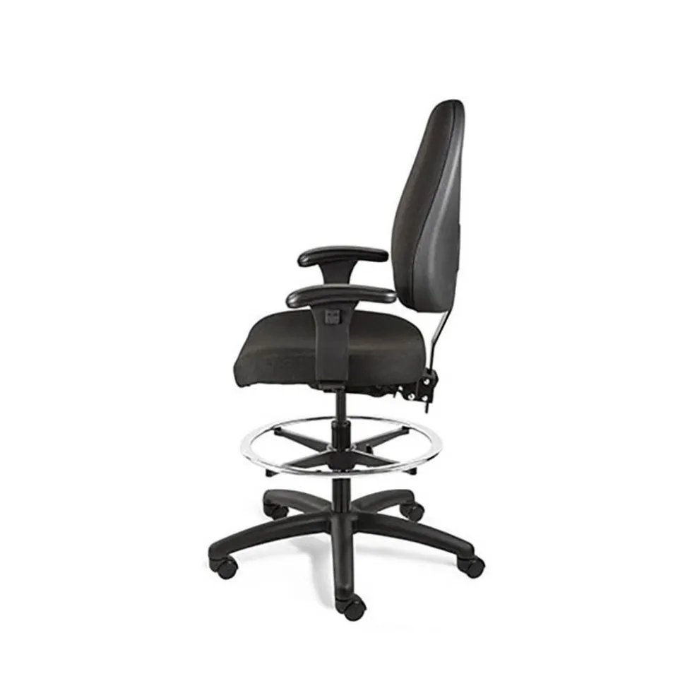 Task Chair: Olefin, 24 to 34" Seat Height, Black, Adjustable Height