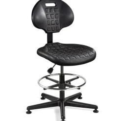 Task Chair: Polyurethane, 21 to 31" Seat Height, Black, Adjustable Height