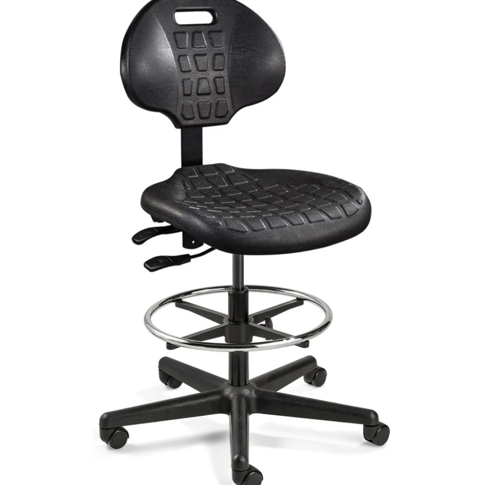 Task Chair: Polyurethane, 21 to 31" Seat Height, Black, Adjustable Height