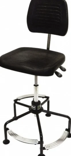 Task Chair: Polyurethane, 20 to 37" Seat Height, Black, Adjustable Height