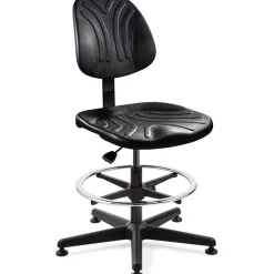 Task Chair: Polyurethane, 21 to 31" Seat Height, Black, Adjustable Height
