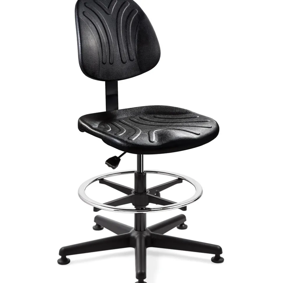 Task Chair: Polyurethane, 21 to 31" Seat Height, Black, Adjustable Height