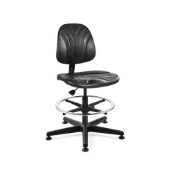 Task Chair: Polyurethane, 21 to 31" Seat Height, Black, Adjustable Height