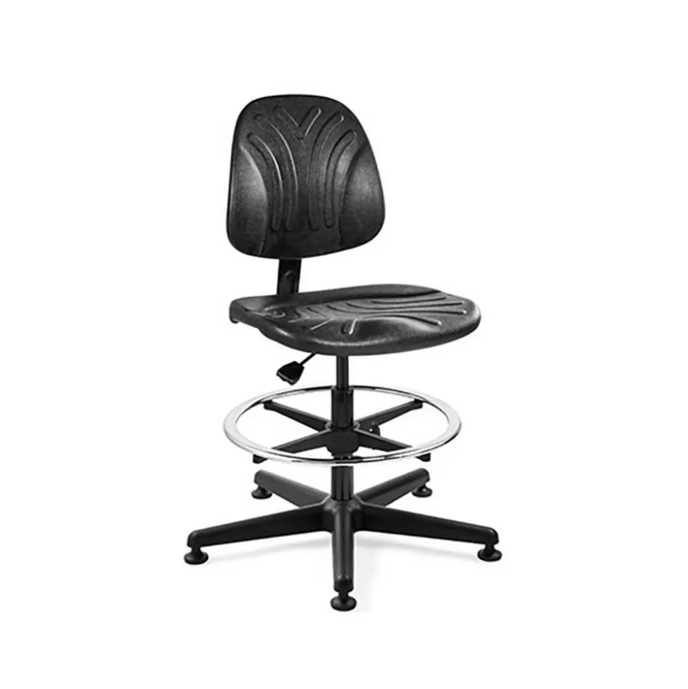 Task Chair: Polyurethane, 21 to 31" Seat Height, Black, Adjustable Height