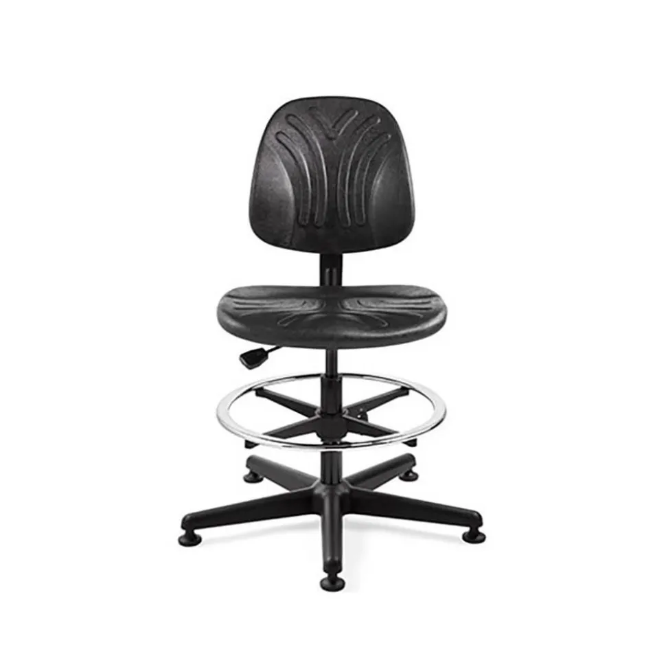 Task Chair: Polyurethane, 21 to 31" Seat Height, Black, Adjustable Height