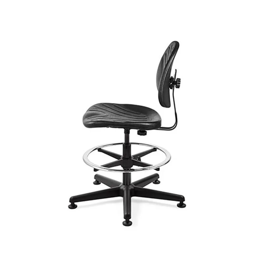 Task Chair: Polyurethane, 21 to 31" Seat Height, Black, Adjustable Height