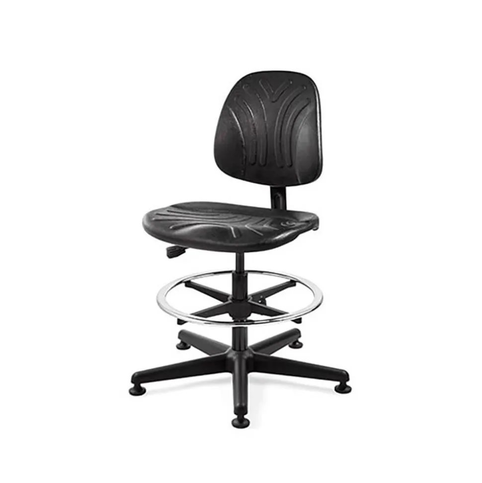 Task Chair: Polyurethane, 21 to 31" Seat Height, Black, Adjustable Height