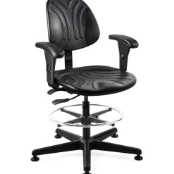 Task Chair: Polyurethane, 21 to 31" Seat Height, Black, Adjustable Height