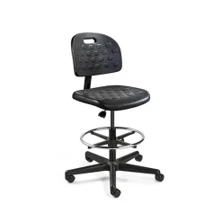 Task Chair: Polyurethane, 22-1/2 to 32" Seat Height, Black, Adjustable Height