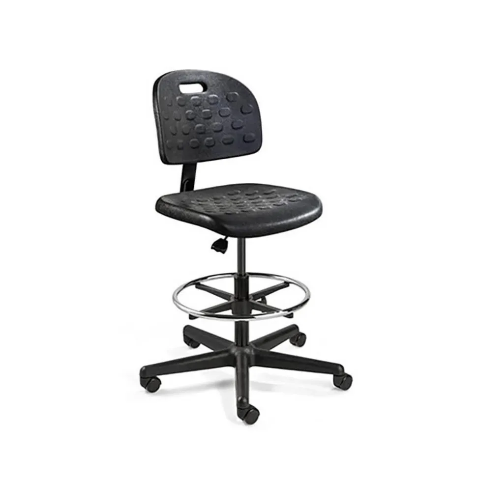 Task Chair: Polyurethane, 22-1/2 to 32" Seat Height, Black, Adjustable Height