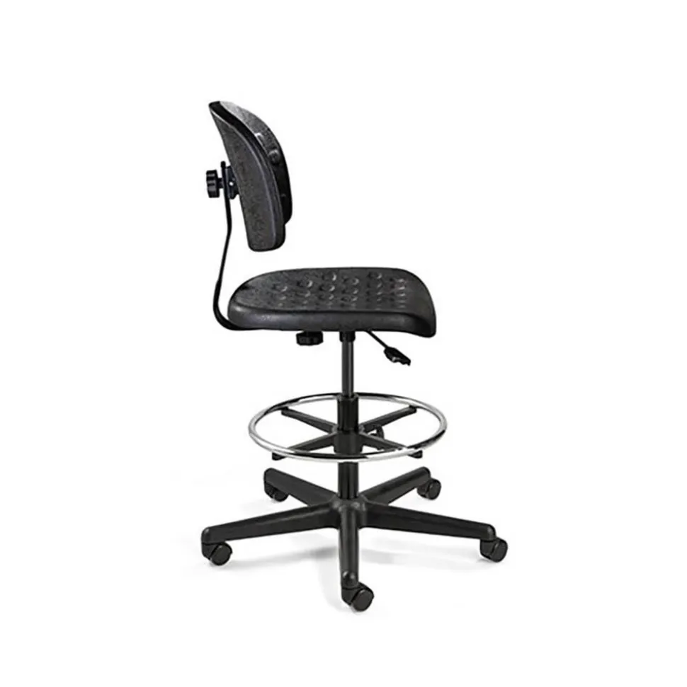 Task Chair: Polyurethane, 22-1/2 to 32" Seat Height, Black, Adjustable Height