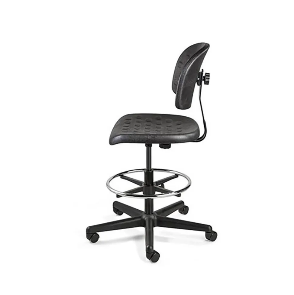 Task Chair: Polyurethane, 22-1/2 to 32" Seat Height, Black, Adjustable Height