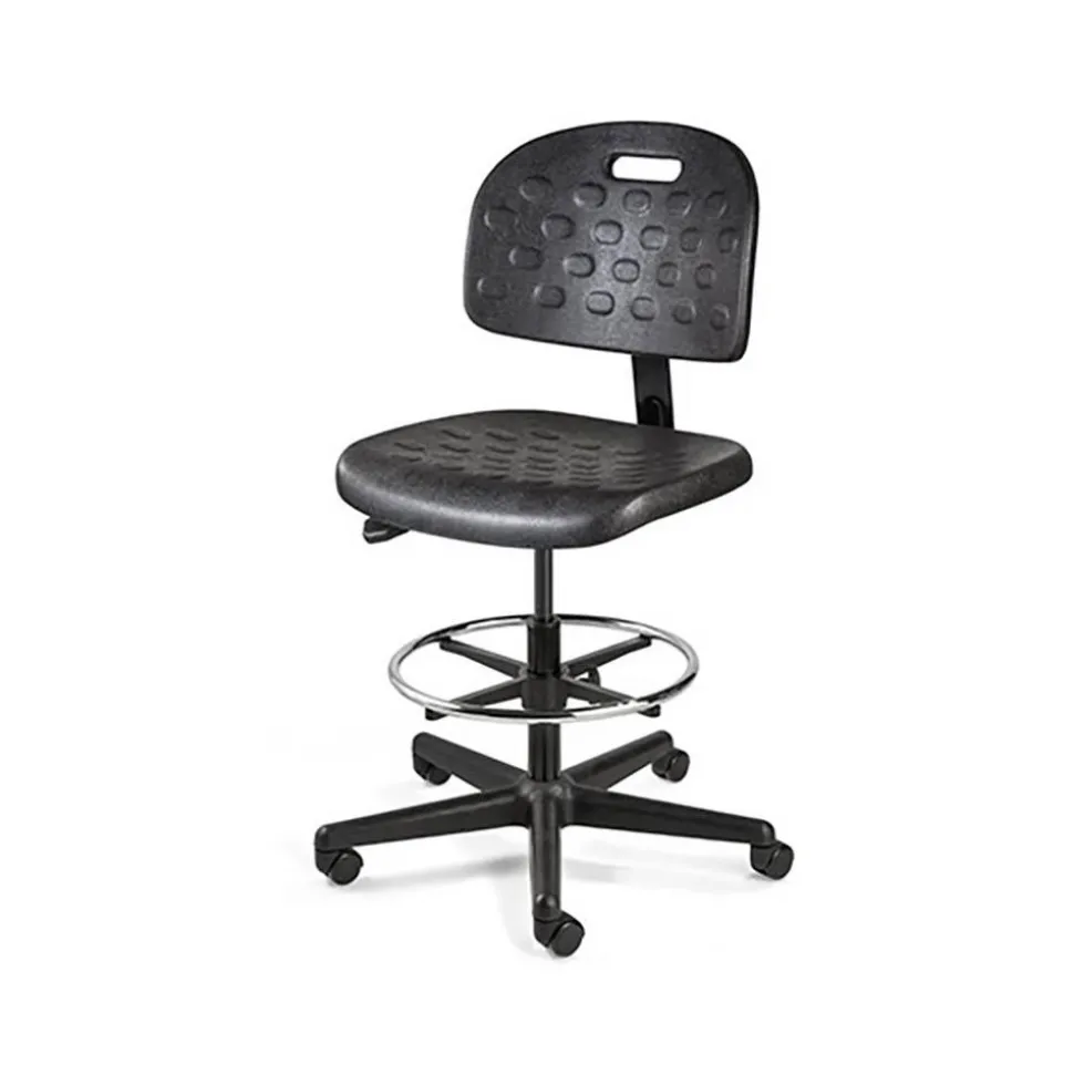 Task Chair: Polyurethane, 22-1/2 to 32" Seat Height, Black, Adjustable Height
