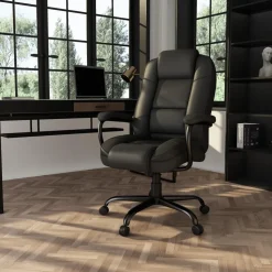 Task Chair: PU Leather, Adjustable Height, Black