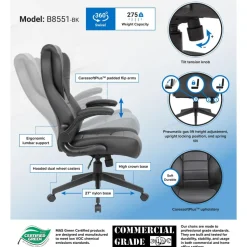 Task Chair: Vinyl, Adjustable Height, Black