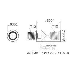T12 Connection to Tip, T12 Connection to Shank, Milling Tip Insert Threaded Extension