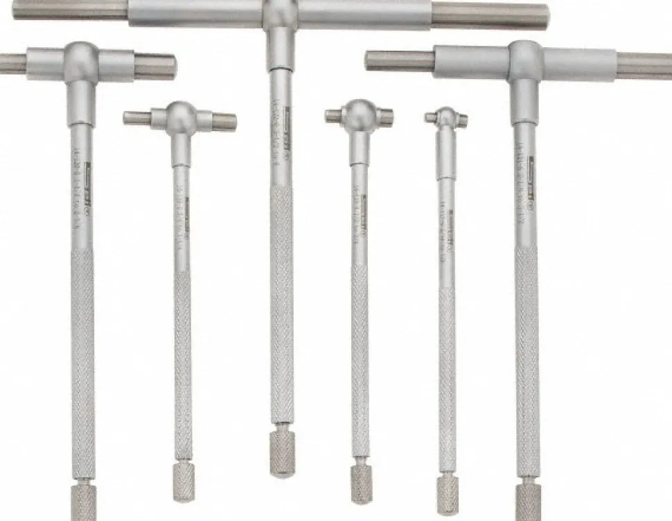 Telescoping Gage Set: 5/16 to 6", 6 Pc, Hardened Tool Steel, Satin Chrome Finish, Includes Vinyl Pouch