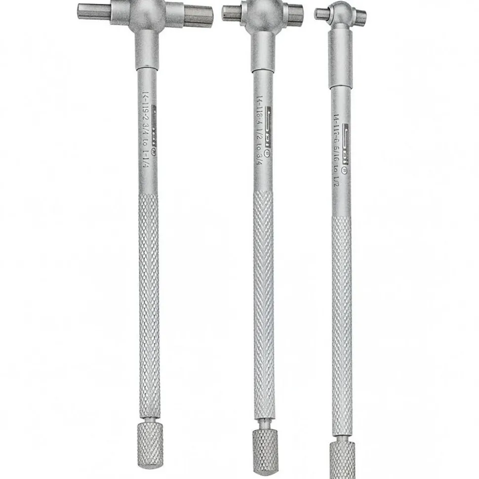 Telescoping Gage Set: 5/16 to 6", 6 Pc, Hardened Tool Steel, Satin Chrome Finish, Includes Vinyl Pouch