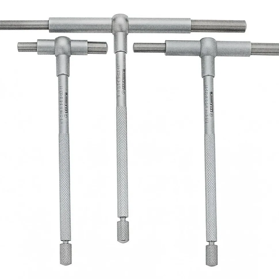 Telescoping Gage Set: 5/16 to 6", 6 Pc, Hardened Tool Steel, Satin Chrome Finish, Includes Vinyl Pouch
