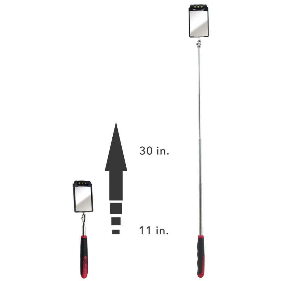 Telescoping Inspection Mirror: Rectangular, Glass Mirror
