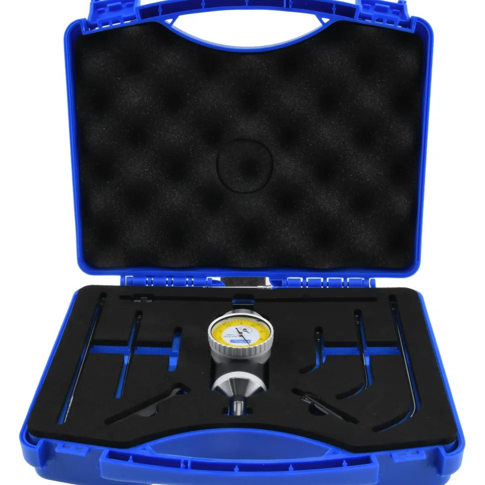 Test Indicator Kit: 7 Pc, 0.2500" Max, 1.6000" Dial Dia, 0-5-0, 0.0002" Accuracy