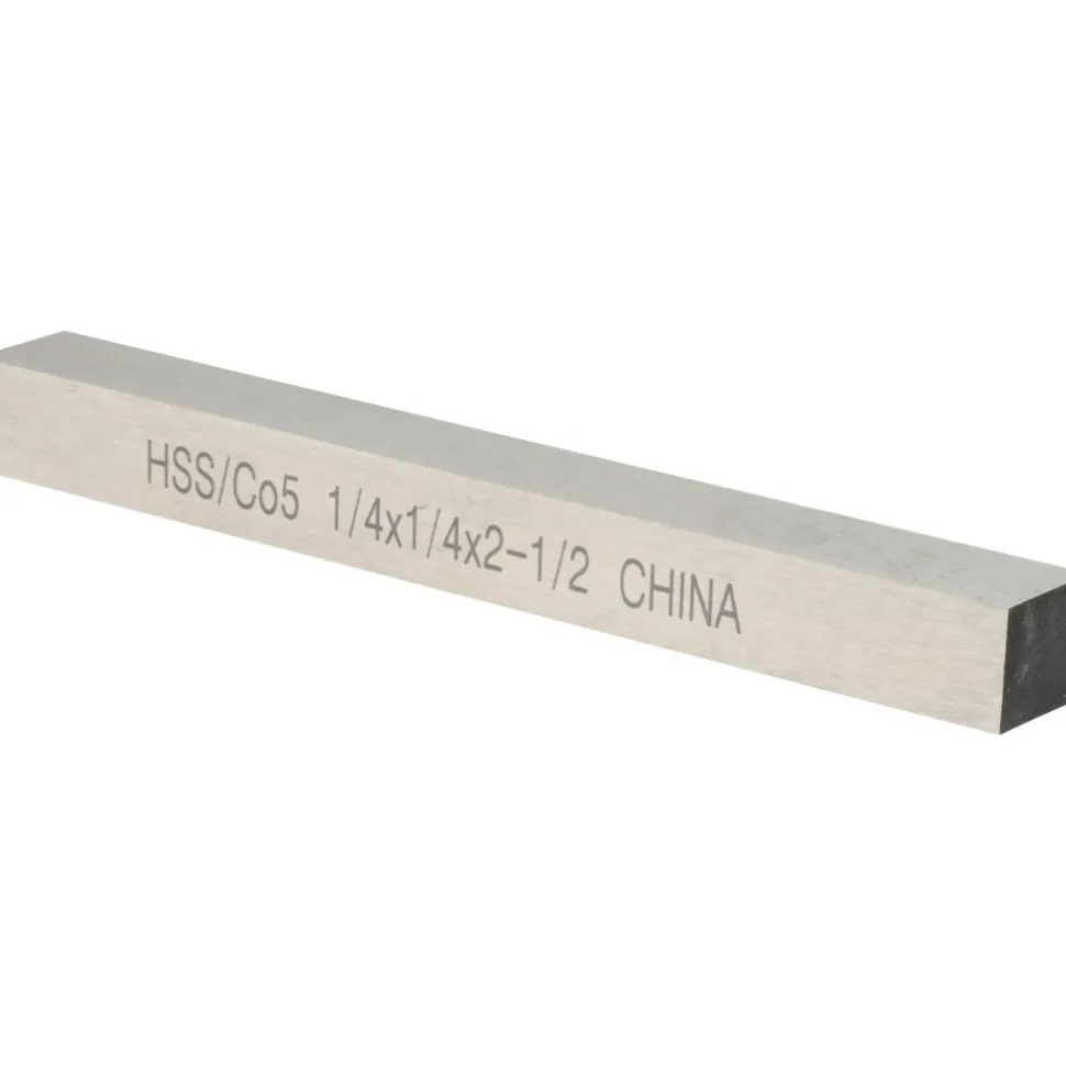 Tool Bit Blank: 1/4" Wide, 1/4" High, 2-1/2" Long, M35 Cobalt, Square