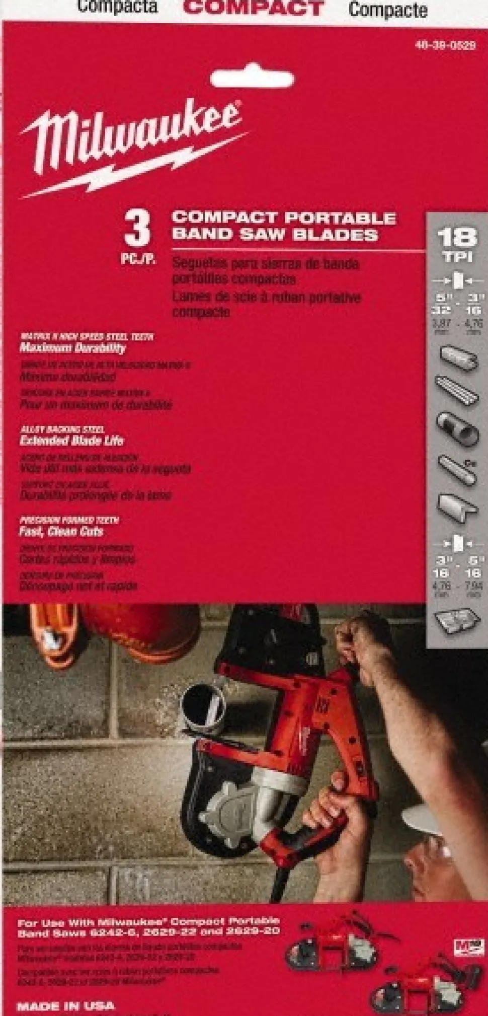 18 TPI Standard Compact Portable Band Saw Blade, 3-Pack