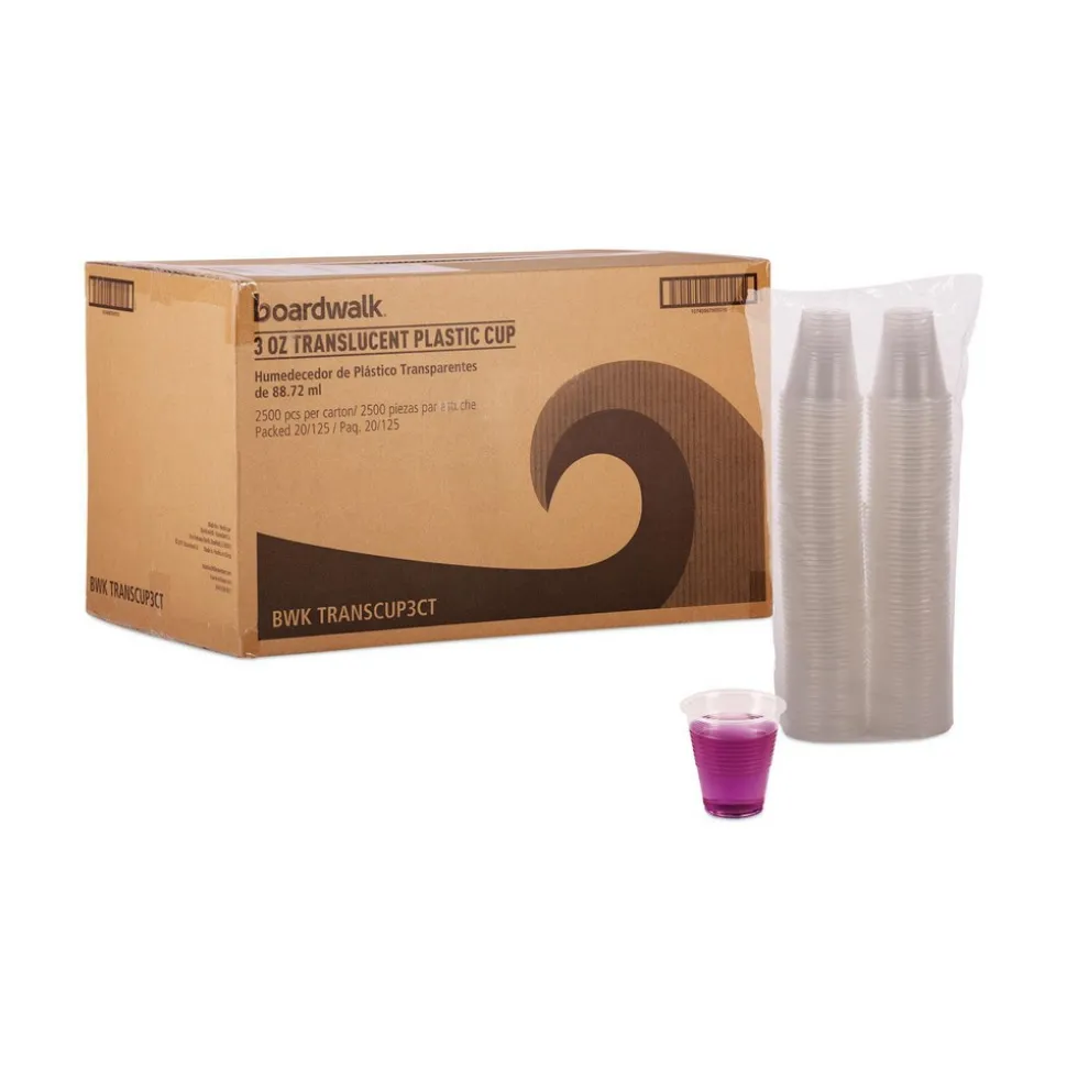 Translucent Plastic Cold Cups, 3 oz, Polypropylene, 125/Bag, 20 Bags/Carton