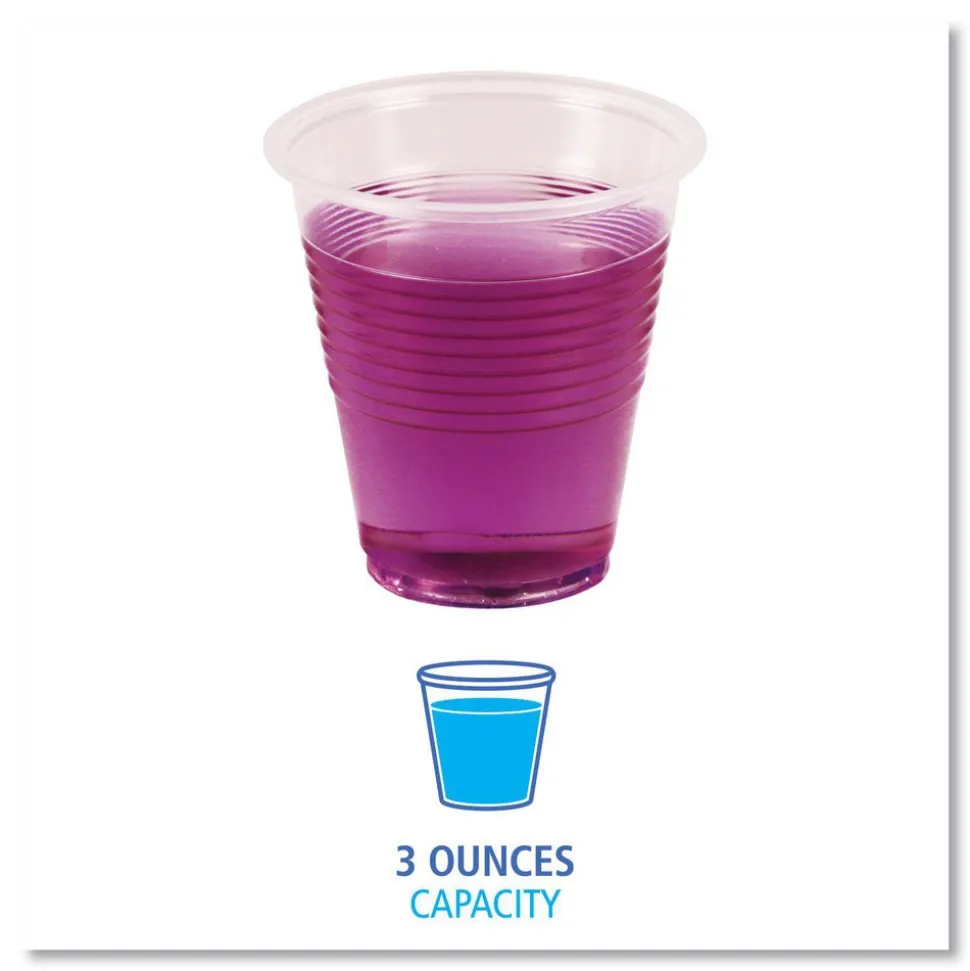 Translucent Plastic Cold Cups, 3 oz, Polypropylene, 125/Bag, 20 Bags/Carton