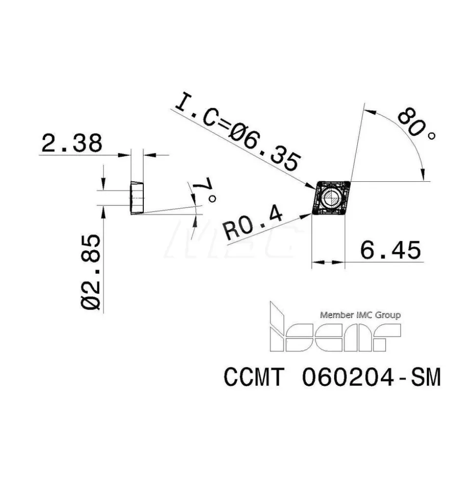 Turning Insert: CCMT2-1-SM IC6015, Carbide