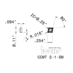 Turning Insert: CCMT2-1-SM IC907, Carbide