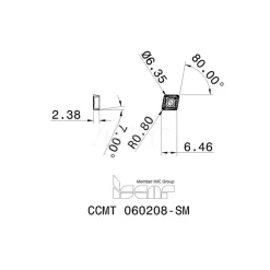Turning Insert: CCMT2-2SM IC907, Carbide