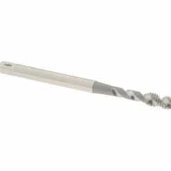 #4-40 UNC, 2 Flute, 50° Helix, Bottoming Chamfer, Bright Finish, High Speed Steel Spiral Flute STI Tap