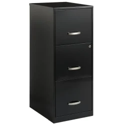 Vertical File Cabinet: 3 Drawer, Steel, Black
