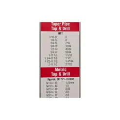 Wall Chart: Tap & Drill Sizes