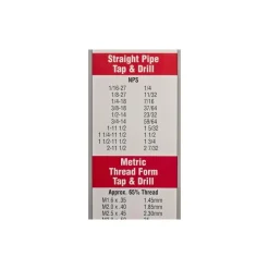 Wall Chart: Tap & Drill Sizes