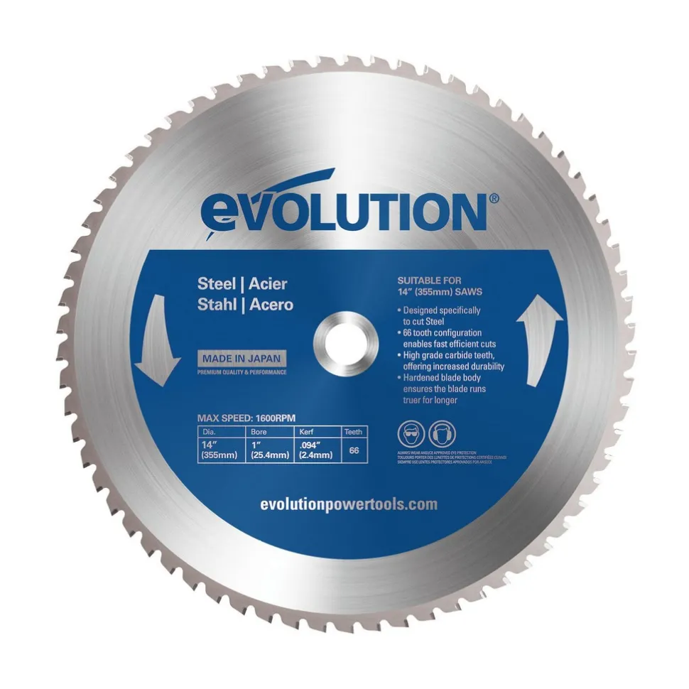 Wet & Dry-Cut Saw Blade: 14" Dia, 1" Arbor Hole, 66 Teeth