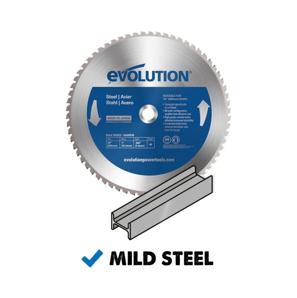 Wet & Dry-Cut Saw Blade: 14" Dia, 1" Arbor Hole, 66 Teeth
