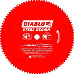 Wet & Dry Cut Saw Blade: 14" Dia, 1" Arbor Hole, 90 Teeth