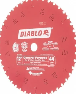 Wet & Dry Cut Saw Blade: 12" Dia, 1" Arbor Hole, 0.098" Kerf Width, 44 Teeth