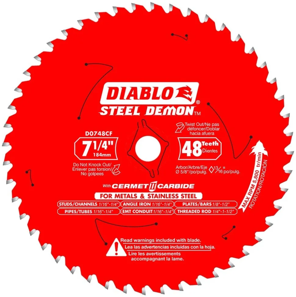 Wet & Dry Cut Saw Blade: 7-1/4" Dia, 5/8" Arbor Hole, 0.075" Kerf Width, 48 Teeth