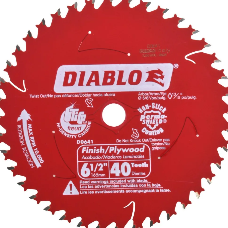 Wet & Dry Cut Saw Blade: 6-1/2" Dia, 5/8" Arbor Hole, 0.059" Kerf Width, 40 Teeth
