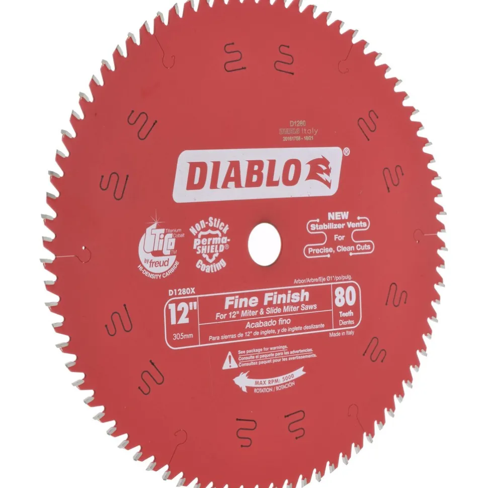 Wet & Dry Cut Saw Blade: 12" Dia, 1" Arbor Hole, 0.118" Kerf Width, 80 Teeth