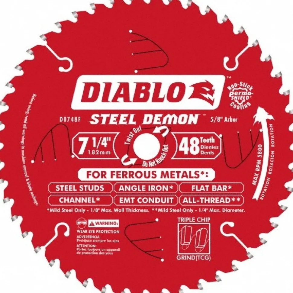 Wet & Dry Cut Saw Blade: 7-1/4" Dia, 5/8" Arbor Hole, 0.102" Kerf Width, 48 Teeth