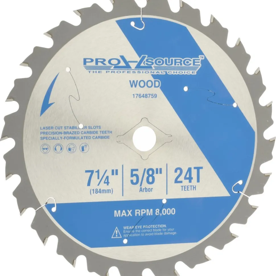 Wet & Dry Cut Saw Blade: 7-1/4" Dia, 5/8" Arbor Hole, 0.0709" Kerf Width, 24 Teeth