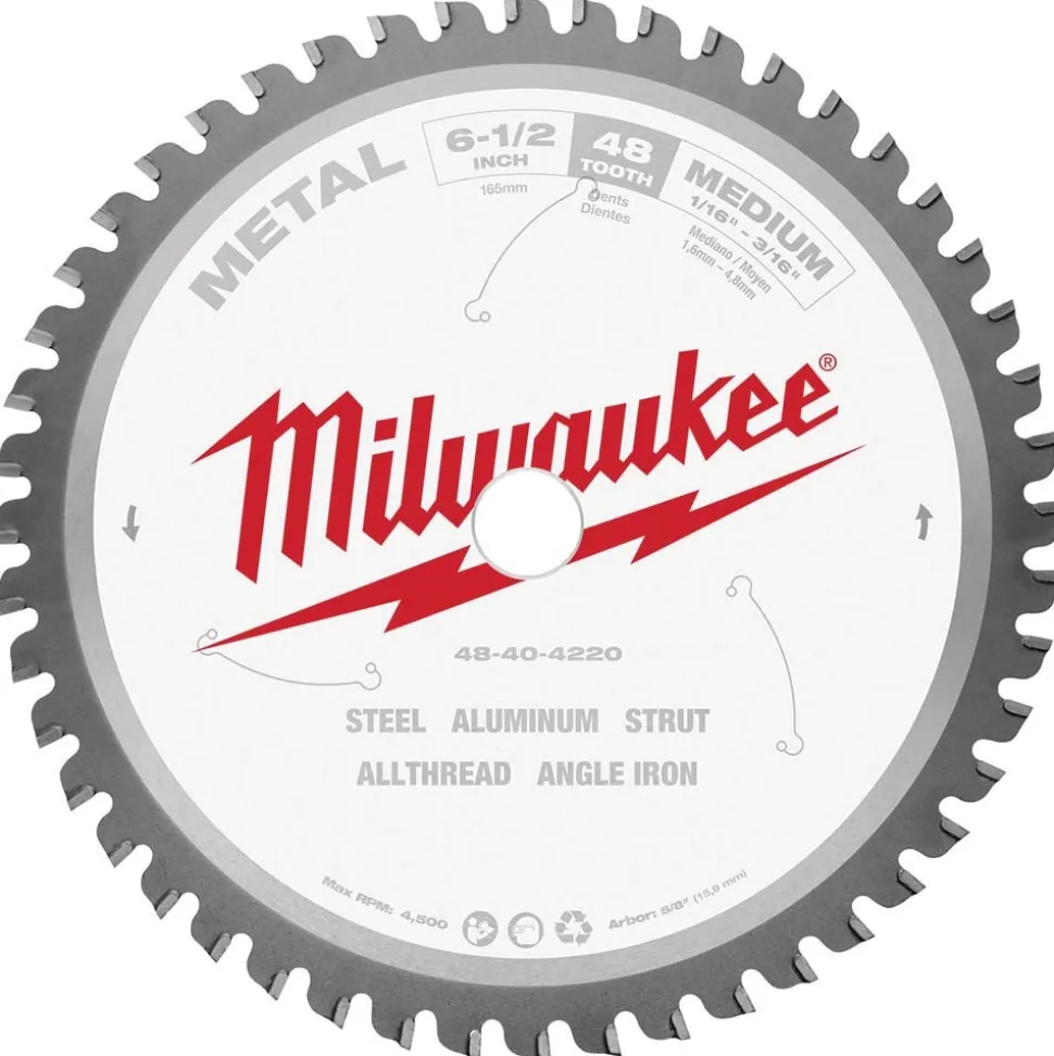 Wet & Dry Cut Saw Blade: 6-1/2" Dia, 5/8" Arbor Hole, 0.063" Kerf Width, 48 Teeth