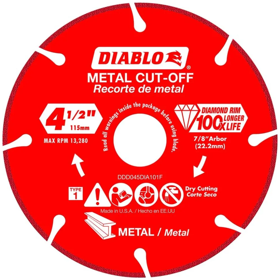 Wet & Dry Cut Saw Blade: 4-1/2" Dia, 7/8" Arbor Hole