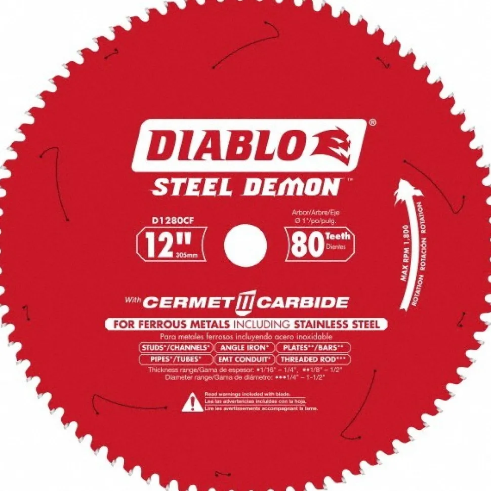 Wet & Dry Cut Saw Blade: 12" Dia, 1" Arbor Hole, 80 Teeth