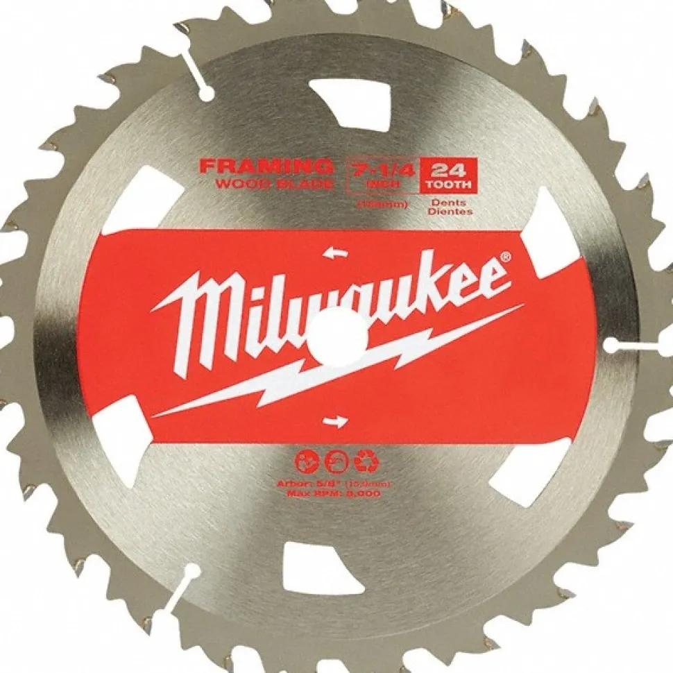 Wet & Dry Cut Saw Blade: 7-1/4" Dia, 5/8" Arbor Hole, 0.069" Kerf Width, 24 Teeth
